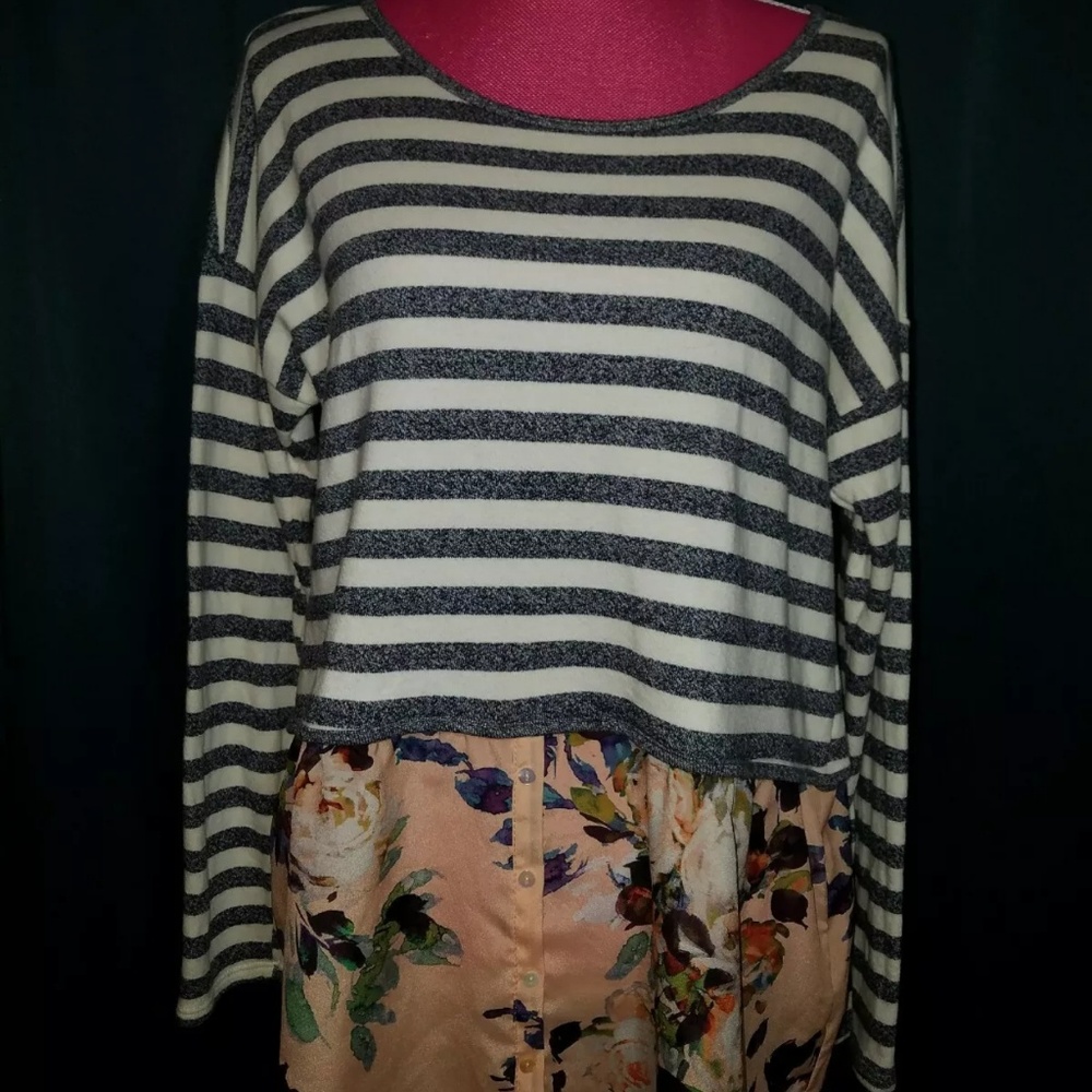 Anthropologie Postmark Floral Striped Top